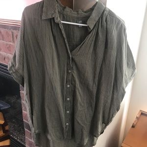 Aerie Oversized Button-Up Striped Blouse